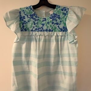 J Marie Floral and Striped Ruffle Sleeve Top Size Small